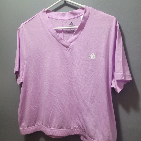 Adidas Pink Cropped V Neck T Shirt XL - Picture 2 of 4